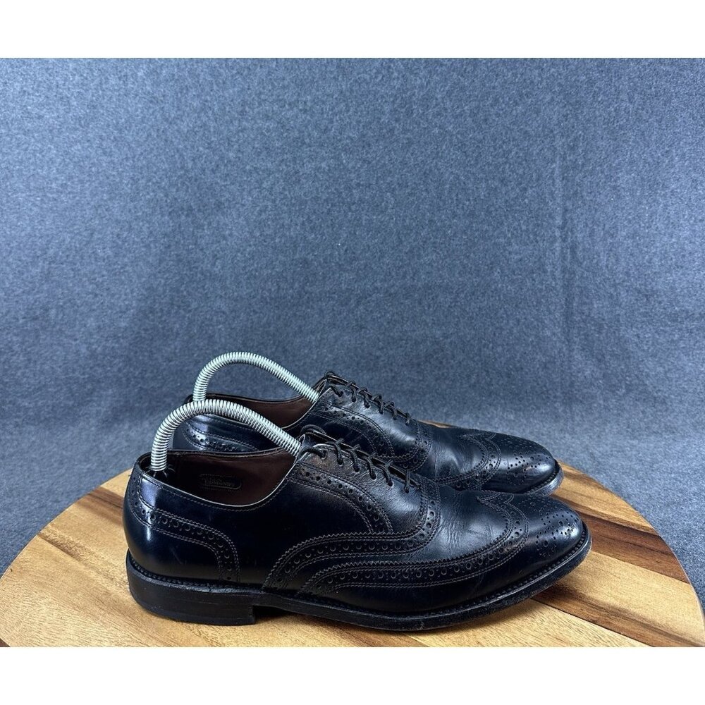 Allen Edmonds Lloyd Shoes Mens 9AA Black Leather Wingtip Lace Up Dress Shoe